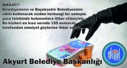 Belediyeden Dolandırıcı Uyarısı