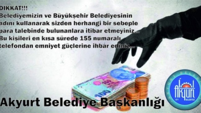 Belediyeden Dolandırıcı Uyarısı