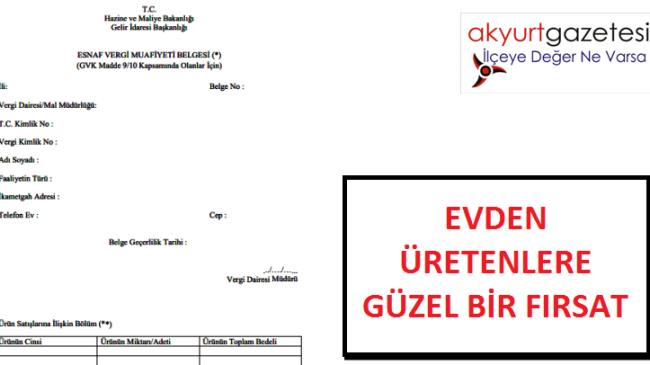 Evden Üretenlere güzel bir fırsat