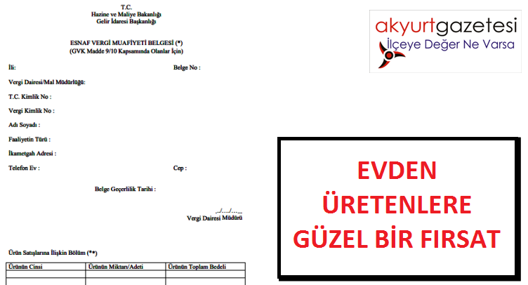 Evden Üretenlere güzel bir fırsat